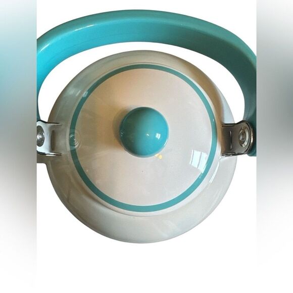 CORELLE Coordinates 2 Qt Whistling Tea Kettle South Beach Turquoise Polka Dots - Picture 5 of 6
